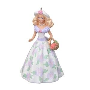 Hallmark Springtime Barbie Holiday Collectible Vintage Ornament 1995 Floral Pink